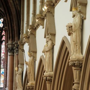 Our Story, the restored statues of saints at Manchester Monastery