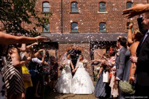 Gay marriage celebration in the garden