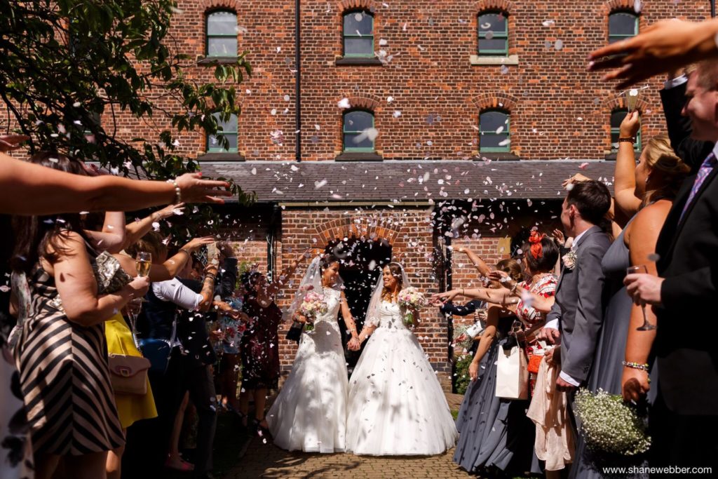 Gay marriage celebration in the garden