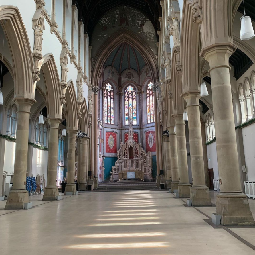 A ladder of light leading to the high altar at Manchester Monastery