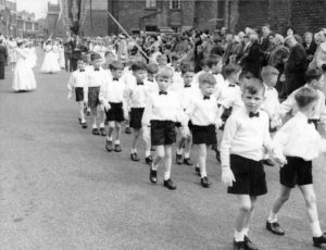 Children at the Whit Walk at Manchester Monastery