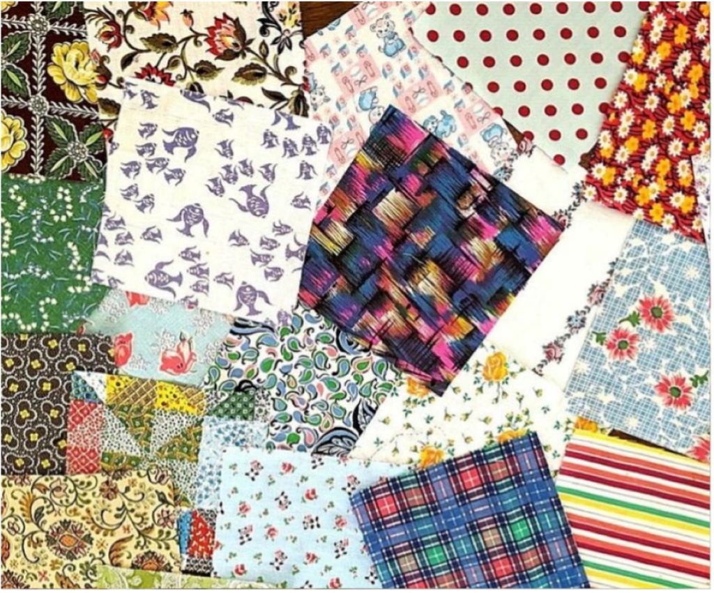 squares of feed sack fabric